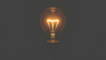 Illuminating Idea: A close-up shot of a glowing light bulb, its warm filaments shining brightly against a dark backdrop, symbolizing inspiration and innovation.