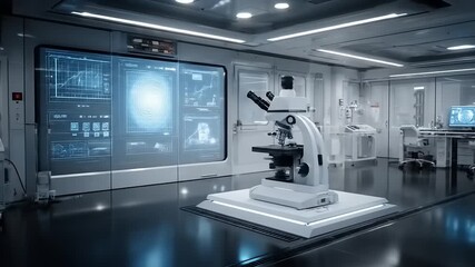 Futuristic laboratory showcasing cutting edge technology and advanced research equipment