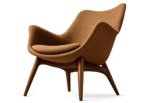 Mid-century modern armchair providing comfortable seating and elegant design for living spaces, transparent background