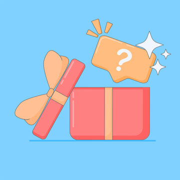 Sticker Design for Gift Box and a question mark.