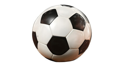 A close up of a classic black and white soccer ball isolated against a black background space