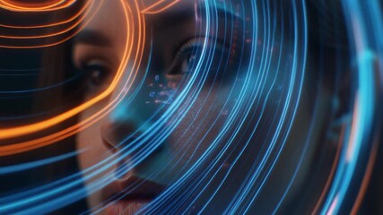 Close look at futuristic art and technology merging in a portrait - Powered by Adobe