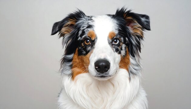Close-up portrait of a beautiful australian shepherd dog with heterochromia