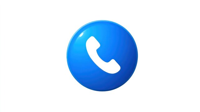 A blue circular button with a white phone icon on a white background.