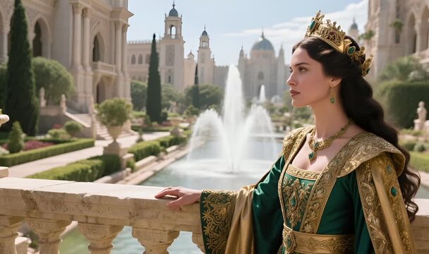 Queen Esther Standing in the Palace with a Majestic View Before Her