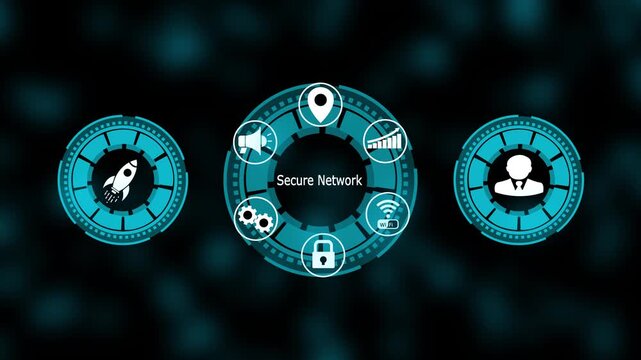 Secure Network Animated Video Advanced Cyber security Concept Showcasing Data Protection, Encrypted Connections, and Safe Digital Communication Systems for Modern Technology.