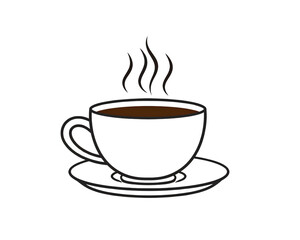 Firefly_Espresso icon. Strong coffee in espresso cup and smoke. Vector Illustration