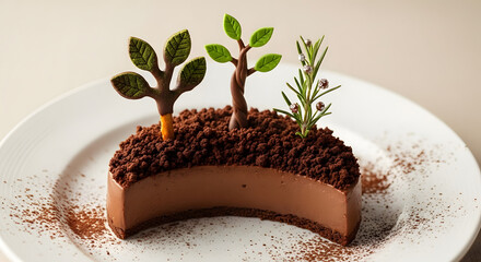 Chocolate Dessert with Tree Decoration