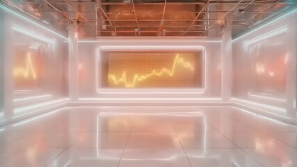 Futuristic trading space with digital charts and bright neon lighting design - Powered by Adobe