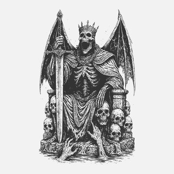 Dark Art Throne borne Skull King Sovereign Illustration