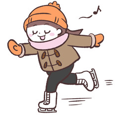 気持ちよさそうにスケート滑る女の子のイラスト