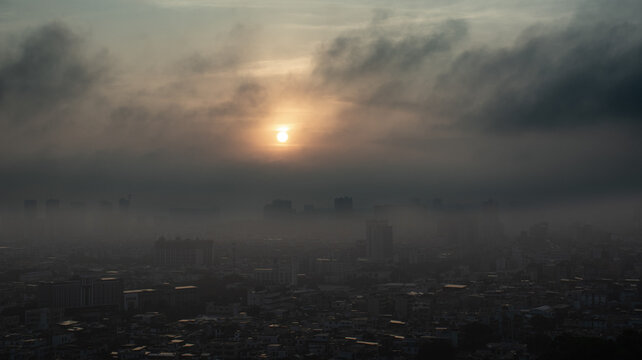 Sunrise and smog in the morning - Powered by Adobe