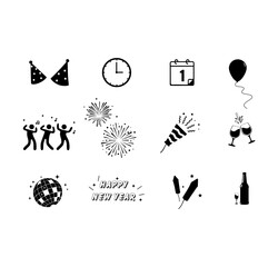 new year celebration icon on white background