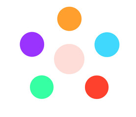 vector illustration of six colorful circles arranged in a circular pattern on a white background, useful for graphic design projects.