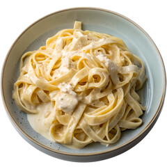 Fettuccine Alfredo isolated on white background