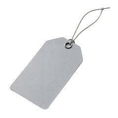 Grey blank price tag isolated on transparent background