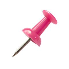 Pink push pin isolated on white background