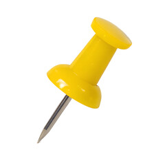 Yellow push pin isolated on transparent background
