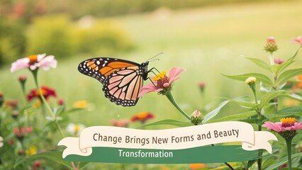 Monarch Butterfly Resting on Pink Flower in a Lush Blooming Garden During Spring