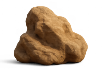 Sandstone rock element isolated on transparent background, showing natural texture and earthy brown color
