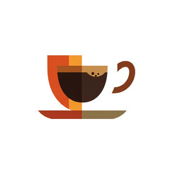 Minimalist Vector Coffee Cup Illustration on Black Background: Modern Style Coffee Break