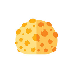 Vector Graphic of a Stylized Swiss Cheese Wheel with Holes in Yellow and Orange on Black Background