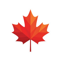Geometric Red Maple Leaf Illustration on Black Background, Modern Design, Canada Symbol, Graphic Element