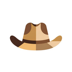 Minimalist Cowboy Hat Illustration: Geometric Design with Brown Tones on Black Background