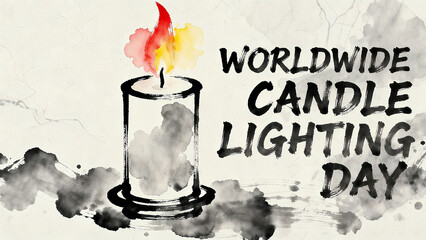 Ink style candle elements, global candlelight cultural expression, artistic commemoration, and spiritual sustenance, suitable for cultural and artistic exhibitions, commemorative theme promotion.
