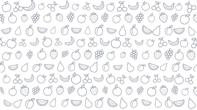 Vibrant and lively pattern of assorted fresh fruits including berries bananas grapes and watermelon perfect for culinary and design projects emphasizing freshness and health