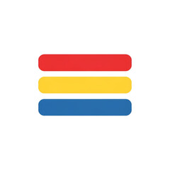 Obraz premium Minimalist Menu Icon: Red, Yellow, Blue Horizontal Bars on Black Background - Clean UI/UX Design Element