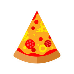 Vector Illustration of Delicious Pizza Slice: Pepperoni, Cheese, and Crust on Black Background