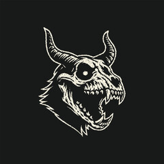Infernal Horned Skull Beast Illustration