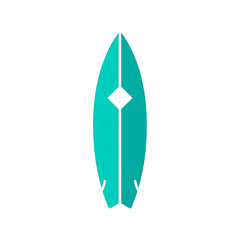 Minimalist Teal Surfboard Illustration on Black Background: Graphic Design for Summer, Recreation and Water Sports