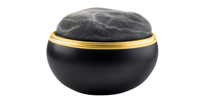 Dark Egg Shape Container With Textured Stone