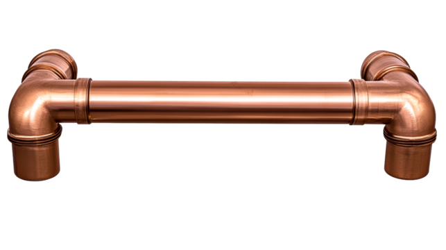Polished Copper Pipe Section with Elbow Connectors