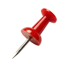 Red push pin isolated on white background