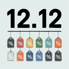 1212 Sale Promotion Discount Tags.