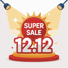 1212 Super Sale Promotion with Spotlight and Sunburst.