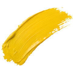 Yellow paint stroke on white background