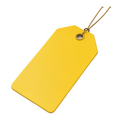 Yellow blank price tag isolated on white background