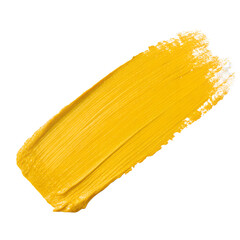 Yellow paint stroke on white background