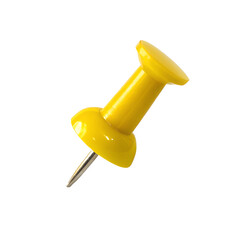 Yellow push pin isolated on transparent background