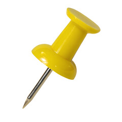 Yellow push pin isolated on transparent background