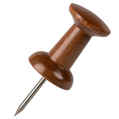 Brown push pin isolated on white background