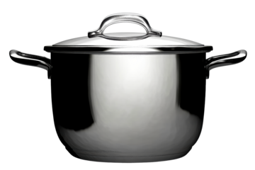 Shiny Metal Stockpot with Lid and Handles