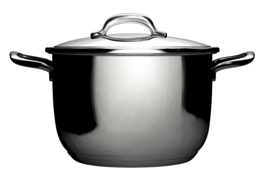Shiny Metal Stockpot with Lid and Handles