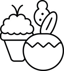 Cartoon Food Icons Line Art Transparent Background