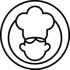 Chef Logo Elements Line Art Transparent Background
