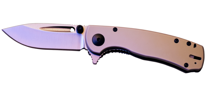 Foldable Metallic Pocket Knife With Serrated Blade Edge